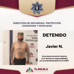 Policía municipal de Tlaxcala asegura a masculino por consumo y posesión de presuntas sustancias ilícitas